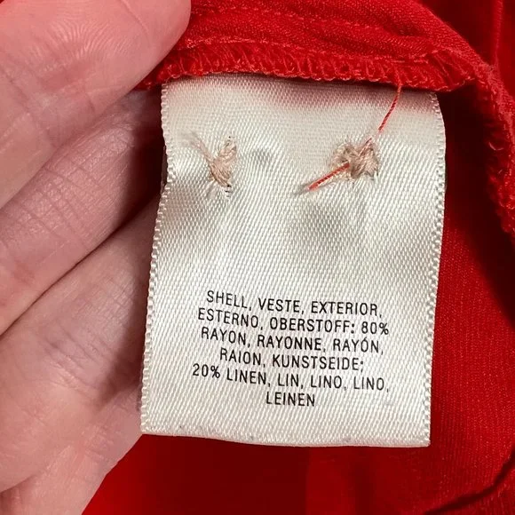 Anthropologie Maeve Linen Delia Tailored Blouse Pleated Button Down Blazer Shirt - Picture 6 of 8